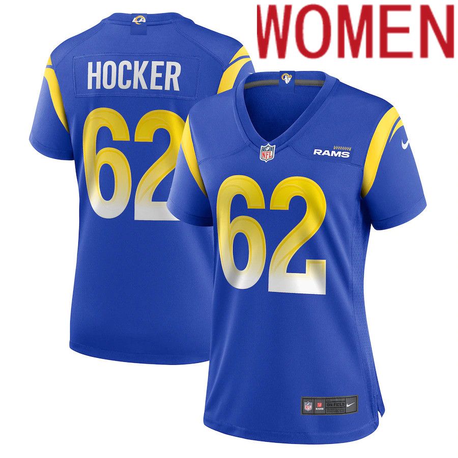 Women Los Angeles Rams #62 Jared Hocker Nike Royal Game NFL Jersey->women nfl jersey->Women Jersey